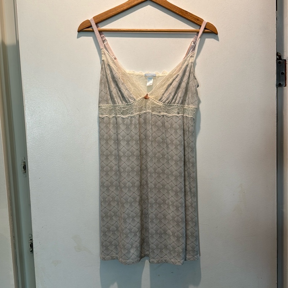 Eberjey Grey and Ivory Printed Chemise